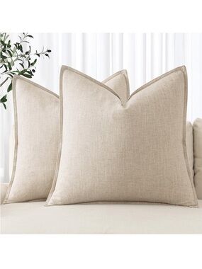 MIULEE Decorative Linen Euro Sham Pillow Covers 26x26 Natural Beige 915-12